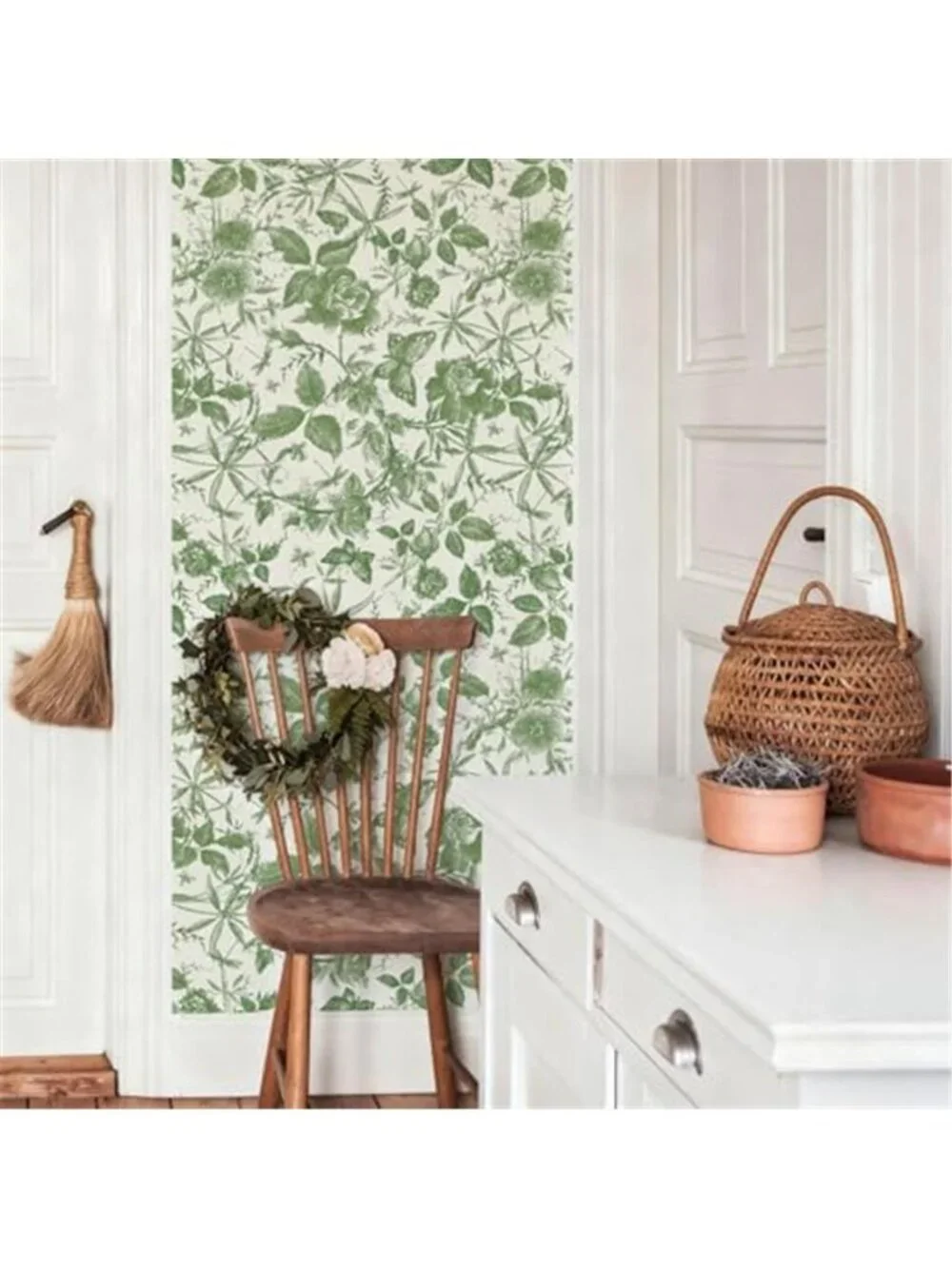 Peel Stick Floral Wallpaper Green Butterfly Rose Vintage Contact Paper Decor